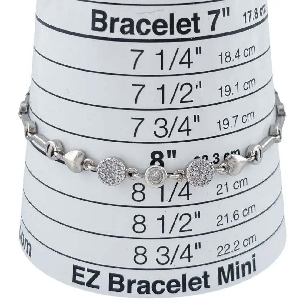 Vintage Sterling Silver 925 Cubic Zirconia Heart Bracelet 7-8